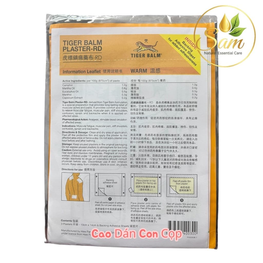 Miếng Dán Thảo Mộc Tiger Balm – Cao Dán Con Cọp Singapore 3