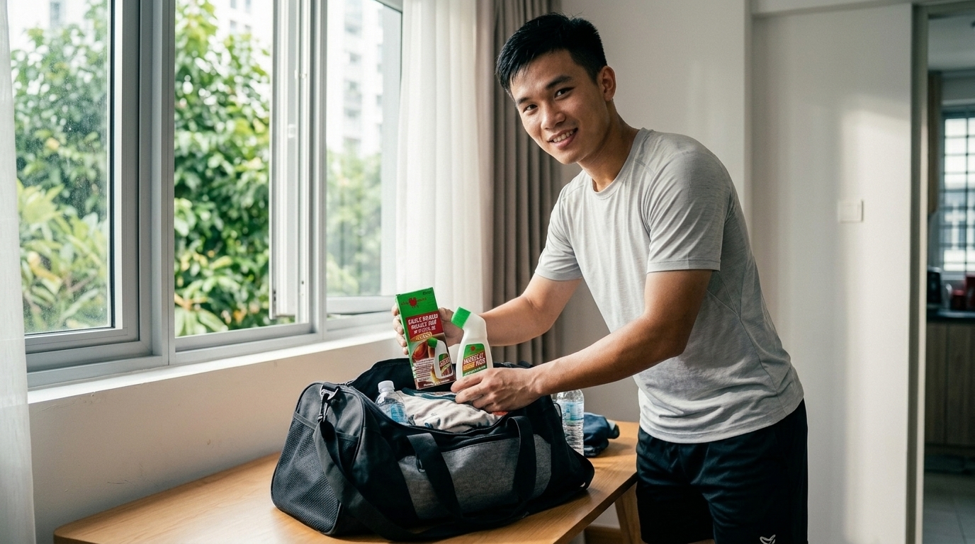 Chuẩn bị Eagle Muscle Rub trong túi đồ