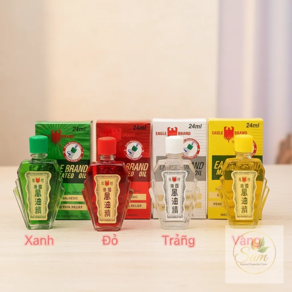 So sánh 4 màu Con Ó Vàng Đỏ Trắng Xanh xếp cạnh nhau