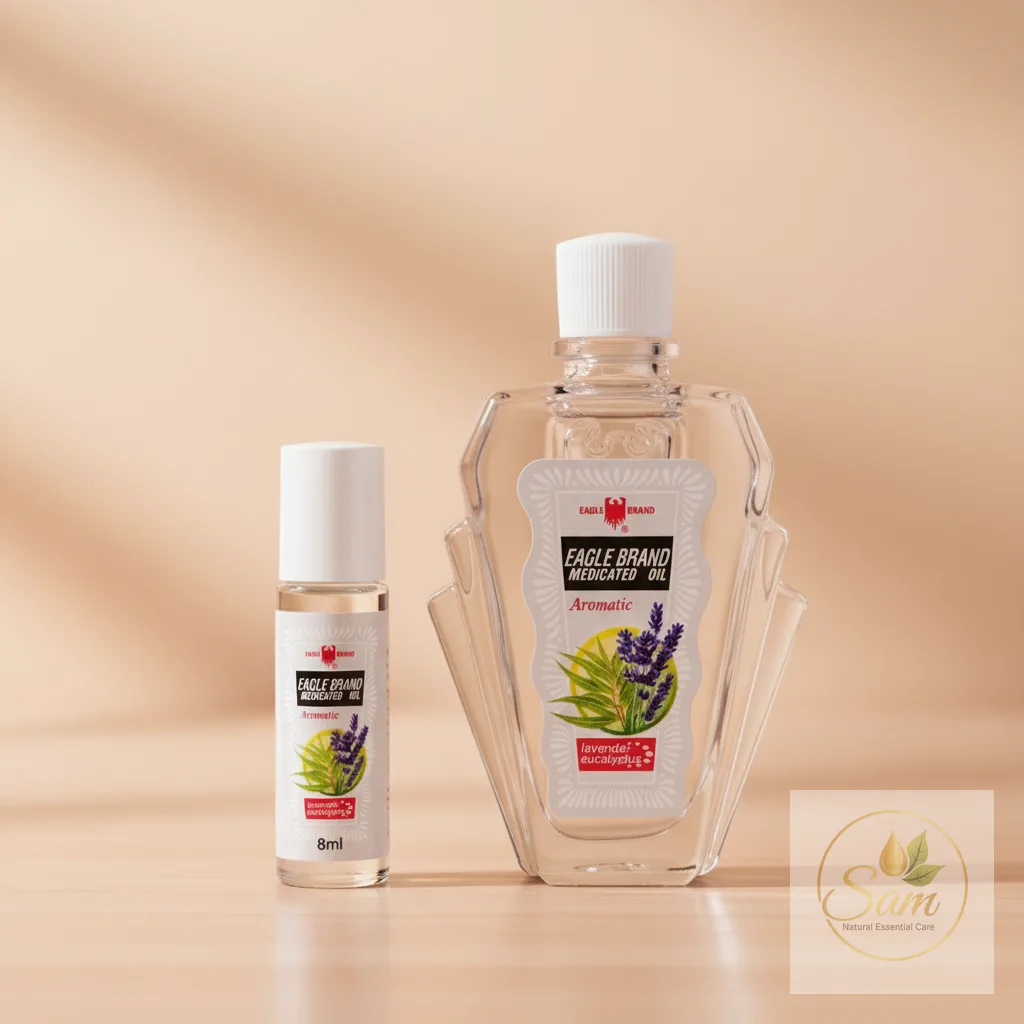 Dầu Con Ó Trắng lăn 8ml và chai 24ml Lavender chính hãng Eagle Brand Singapore