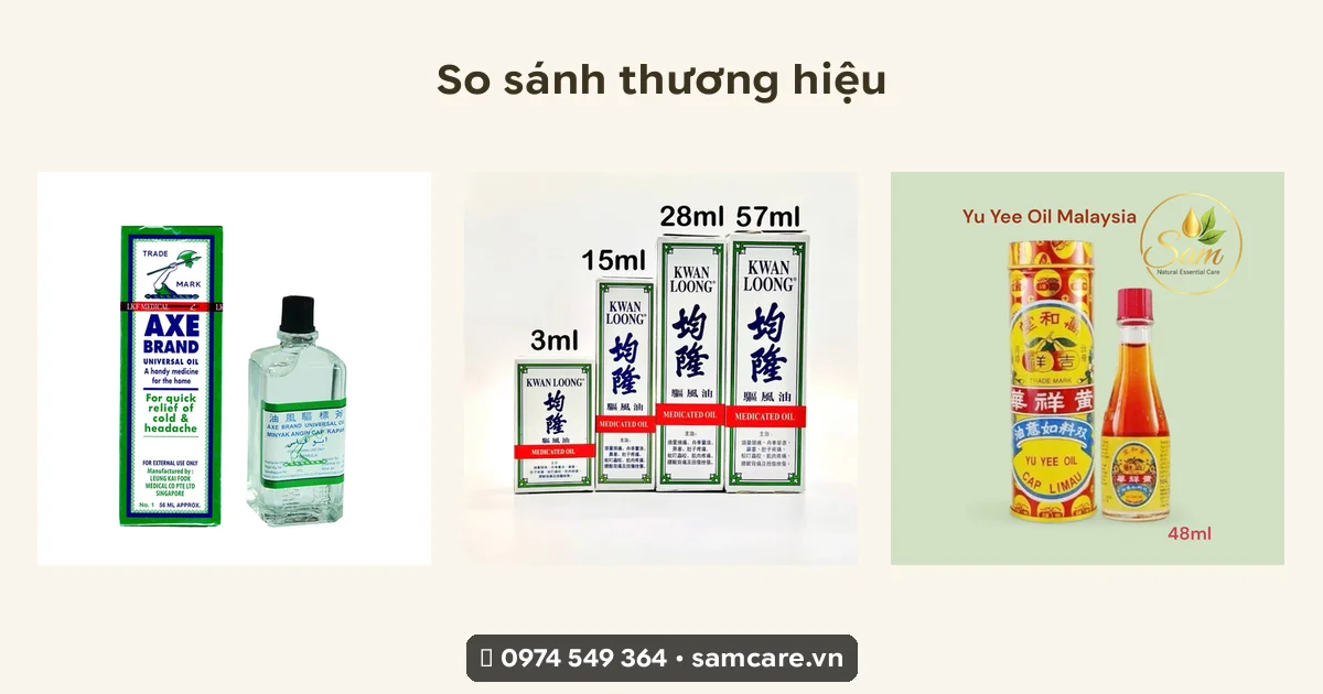 So sánh các loại dầu gió Singapore phổ biến